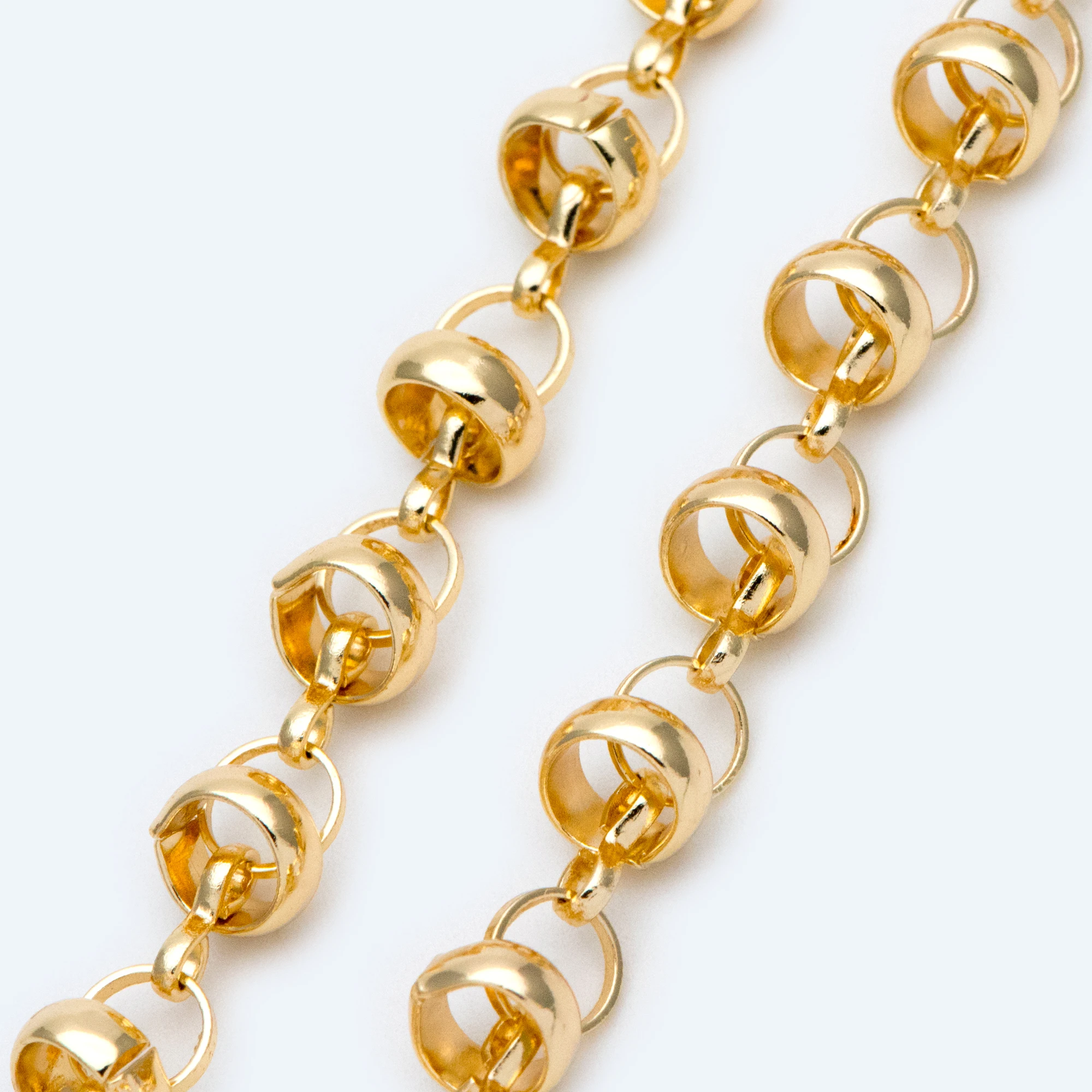 

Gold Plated Brass designer Chain, Round Linked Chains, DIY Chain Wholesale (#LK-395)/ 1 Meter=3.3 ft