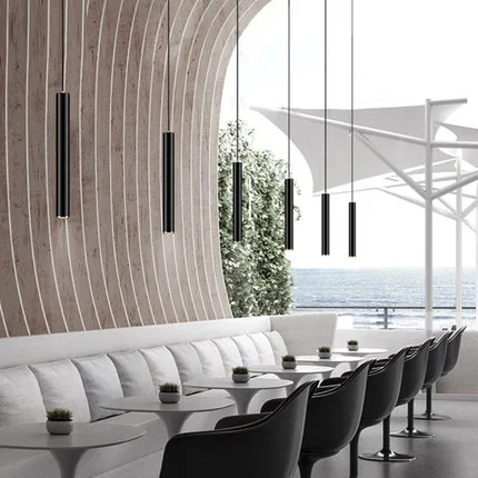 

3W Hotsale LukLoy Nordic Modern Tube Pendant Light Hanging Lamp for Kitchen Island Dining Table Reception Front Desk Office Hall