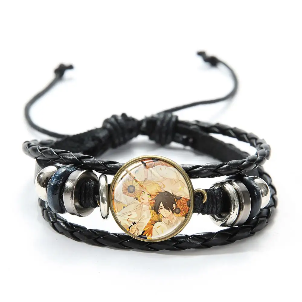 Браслет с японским аниме обещания неверлэнд милый кожаный браслет принтом со