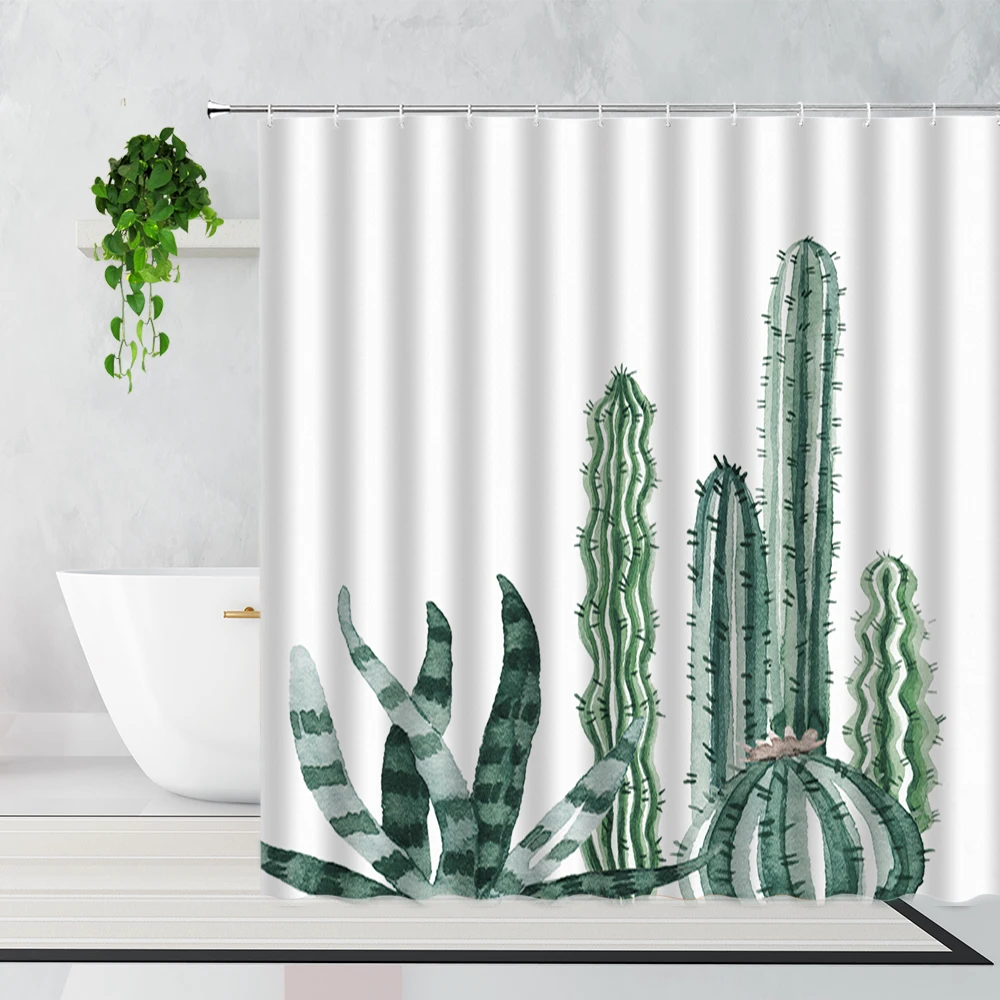 3D занавеска для душа с кактусами тропические растения цветы фламинго домашняя
