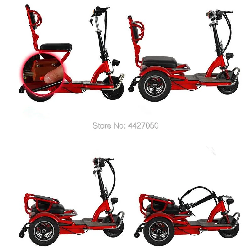 

Best selling folding portable electric three-wheeled bicycle electric scooter lithium battery 12AH