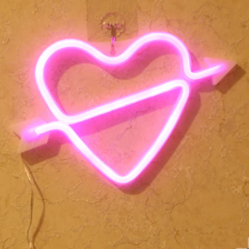 1 шт. светодиодная неоновая лампа на батарейках с любящим сердцем ночник для