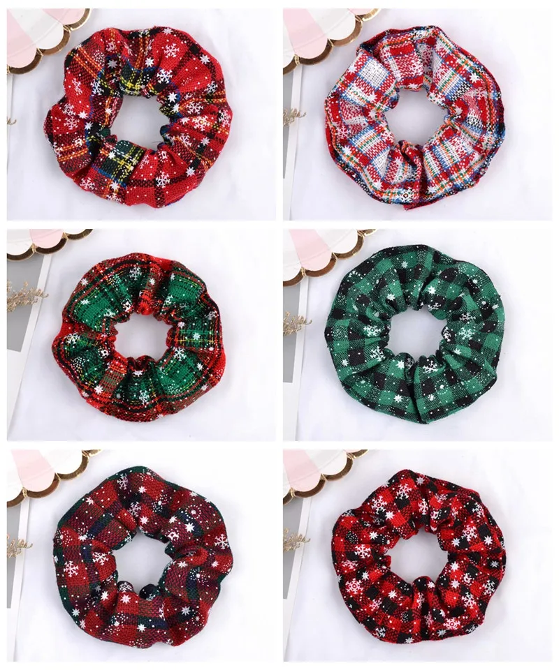 Рождество Новый большой кишки круг блеск для волос трикотажные резинки женские