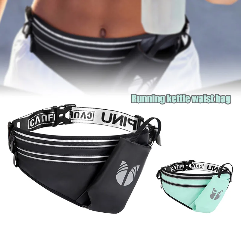 

Running Belt with Bottle Holder Hands-Free Reflective Waist Pouch Belt Adjustable Waterproof for Outdoor Hiking ALS88