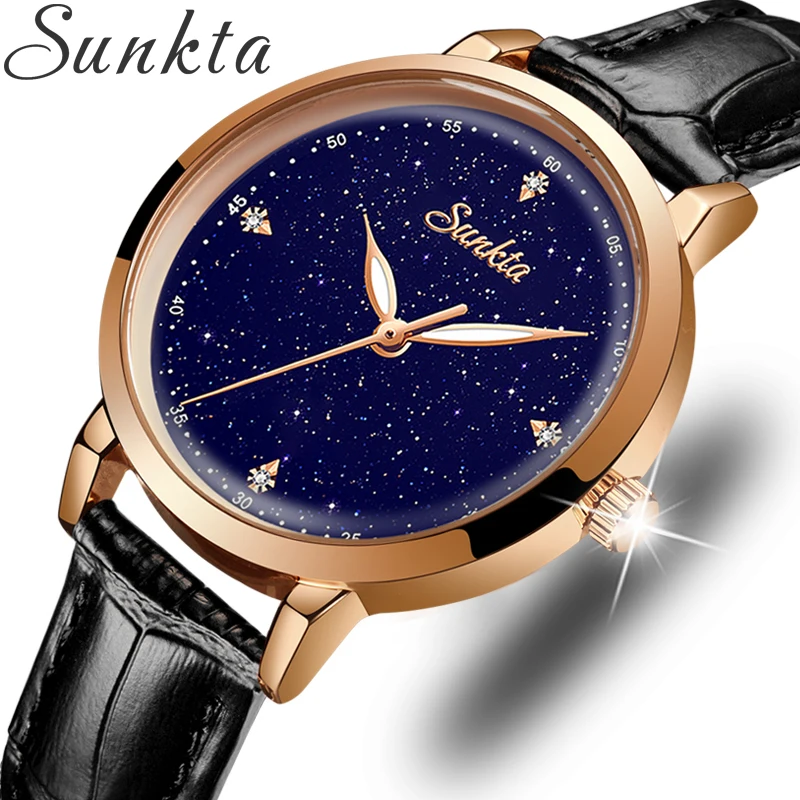 Часы наручные SUNKTA женские кварцевые минималистичные модные повседневные
