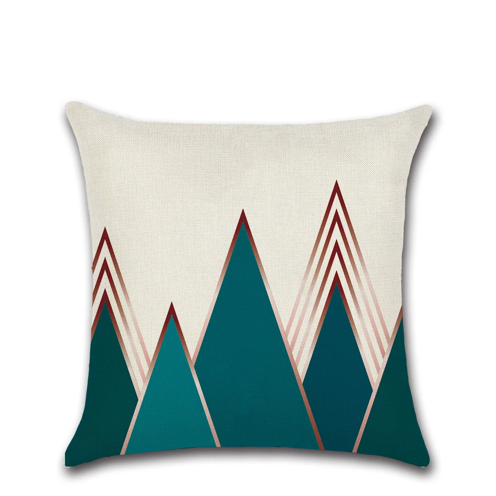 Льняные наволочки 45 см * с синим геометрическим рисунком украшение для дома