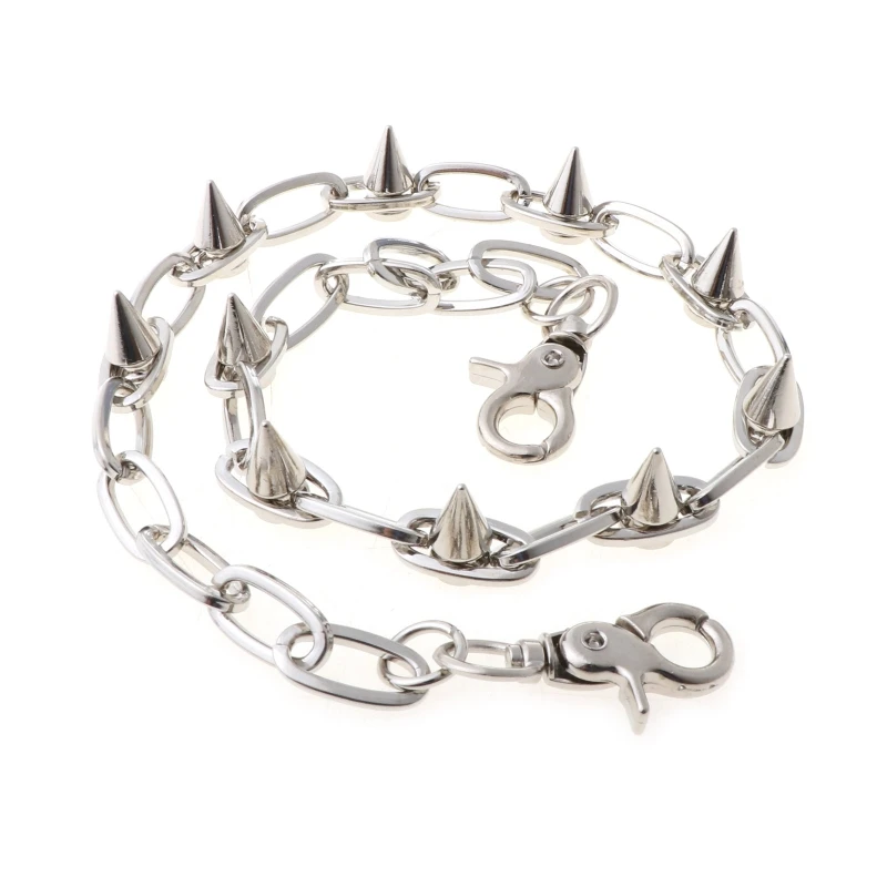 

Punk Spike Jeans Pants Chain Secure Travel Wallet Chain Link Coil Leash Jewelry