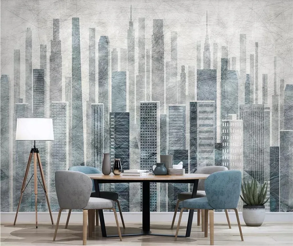 

Drop Shipping Custom Wallpaper Photo Mural Nordic City Architecture Modern Minimalist Background Wall Paper 3d Papel De Parede
