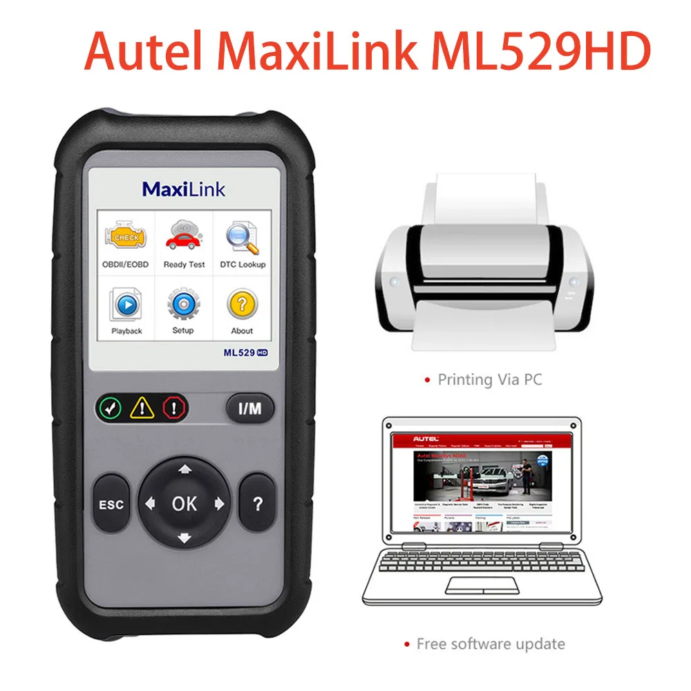 

AUTEL ML529HD Full EOBD OBD2 сканер с улучшенным режимом 6 с одной кнопкой, поддержка сверхмощных Verhicles OBDII, автоматический считыватель кодов, диагностик...