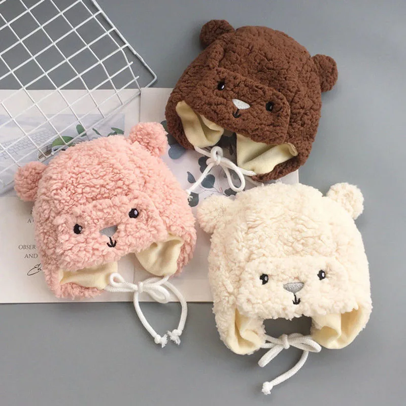

Keelorn 3-12Month Baby Boy Girl Hat Winter Warm Toddler Soft Cartoon Cute Bear Warmer Cashmere Snow Wear Ear Cap for Newborn