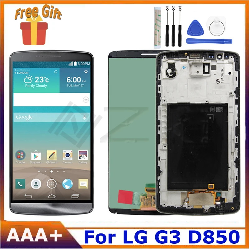 

5.5" for LG G3 LCD Display Panel Glass Touch Screen Digitizer Assembly with Frame D850 D851 D855 Black Replacement Parts