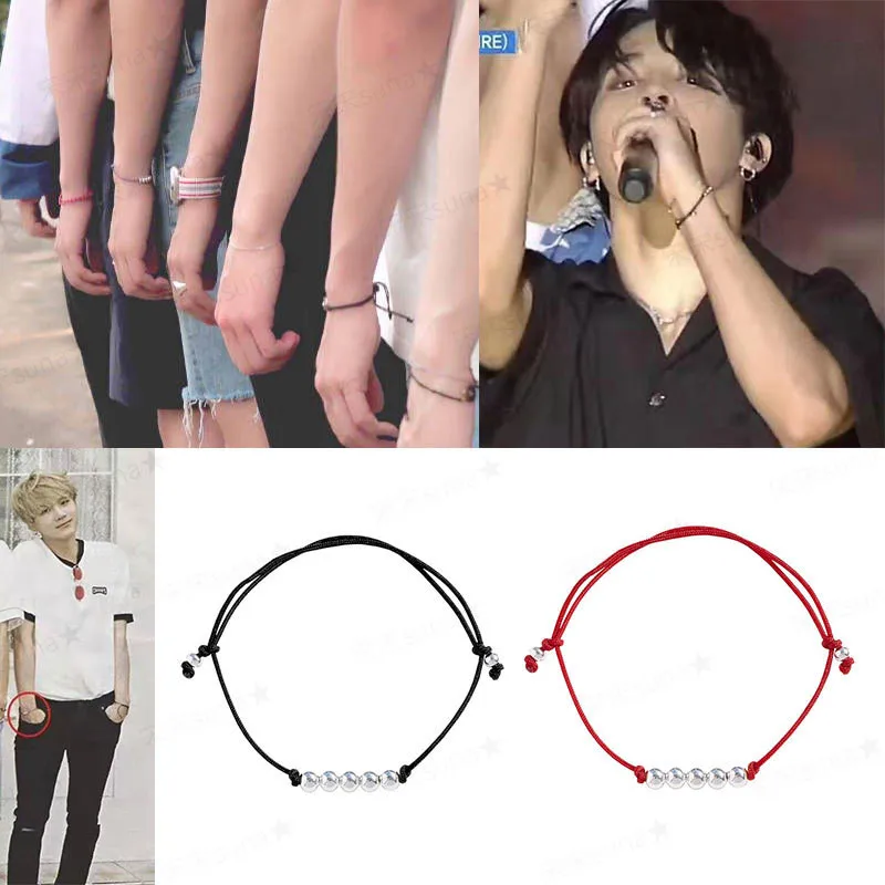 

1 Pcs Kpop Bangtan Boys Transfer Beads Bracelet JK The Same Women Men Girls Wristband Handmade Rope Bracelets Couple Gifts New