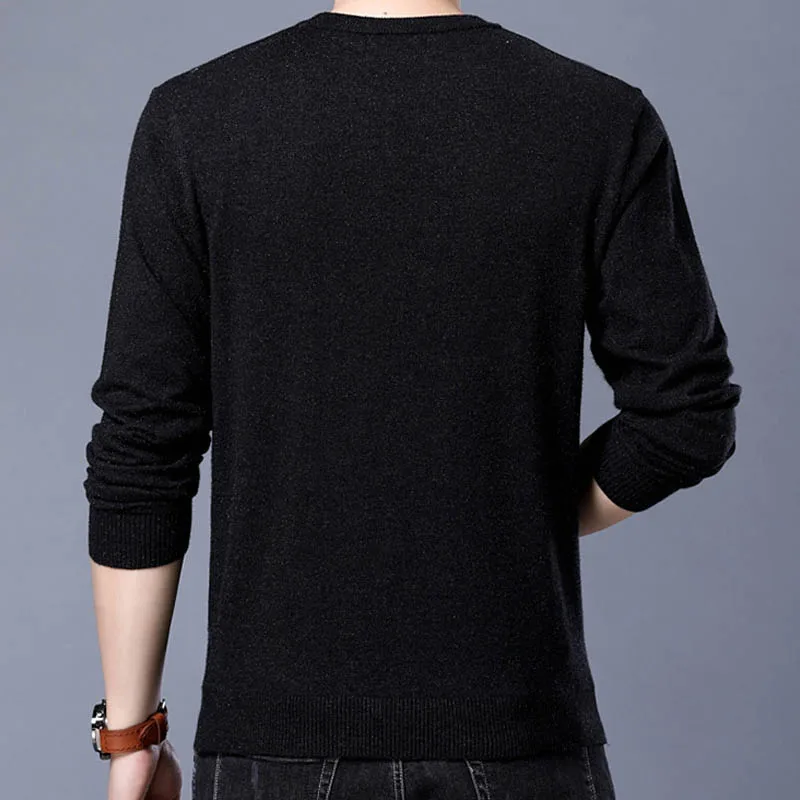 YUSHU 2019 New Autumn Winter Sweaters O-Neck Slim Fit Pullover Men Breathable Solid Color Clothing Jumpers Knitwear | Мужская одежда