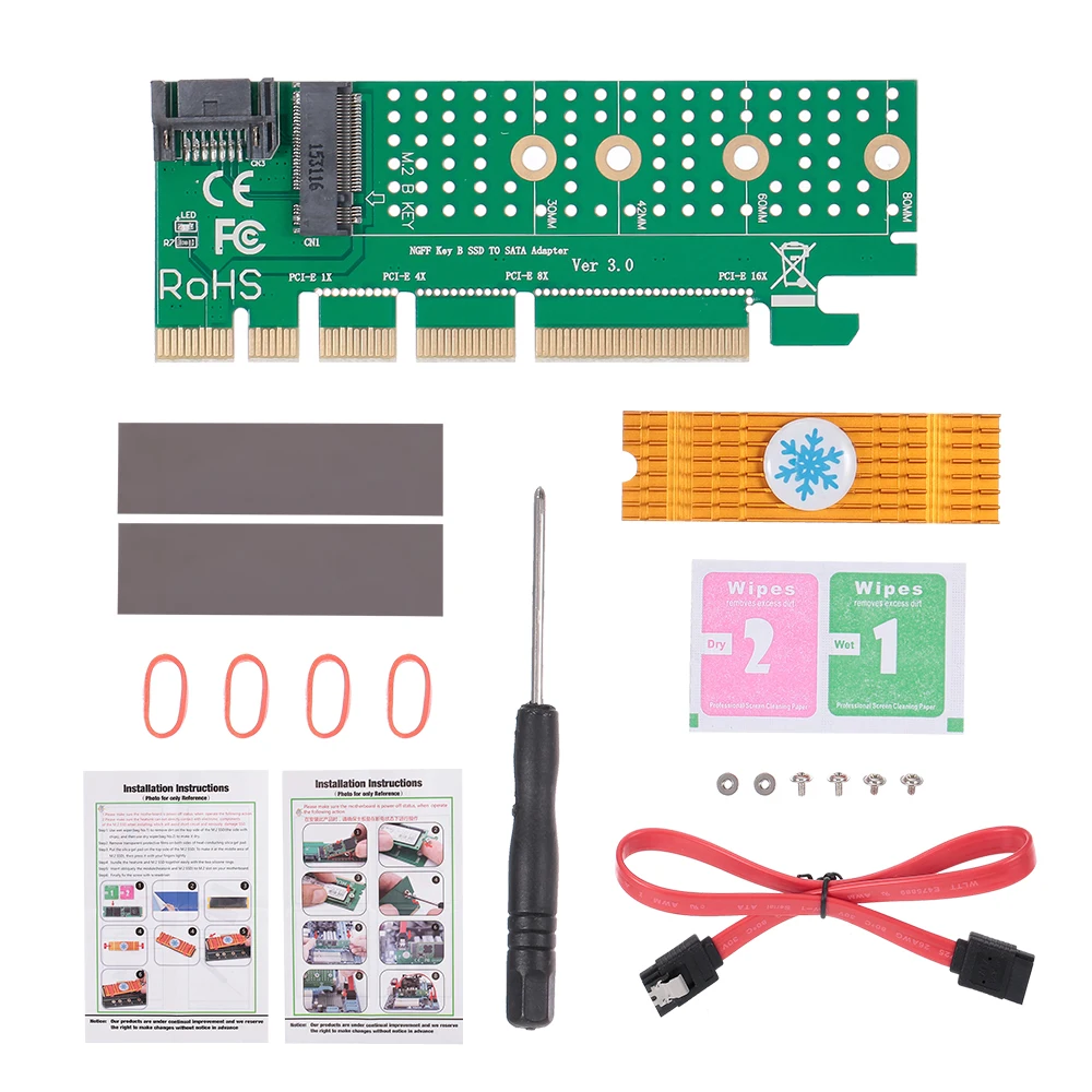 NGFF M.2 B Ключ SATA-Bus SSD для SATA3 адаптер конвертер карты PCI Express слот с радиатором SATA