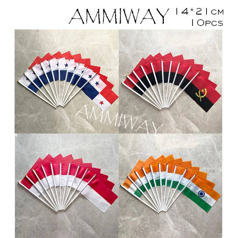 AMMIWAY 14x21cm 10pcs Philippines Bosnia and Herzegovina Cyprus Tunisia Hand Waving National Flag Polyester Free Shipping | Дом и сад