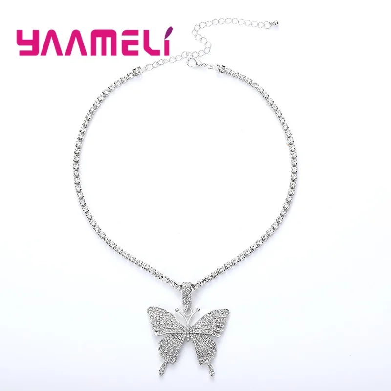Elegance Ladies Bracelets Shining 925 Sterling Silver Full Rhinestone Cubic Zircon Betterfly Charms Bangle for Wedding Party | Украшения и