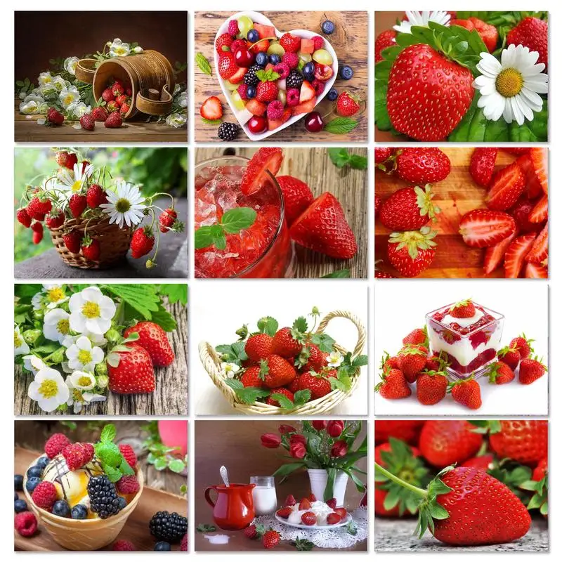 

GATYZTORY 60x75cm Frame Paint By Numbers For Adults Strawberry Picture By Numbers Acrylic Digital Painting For Home Decors