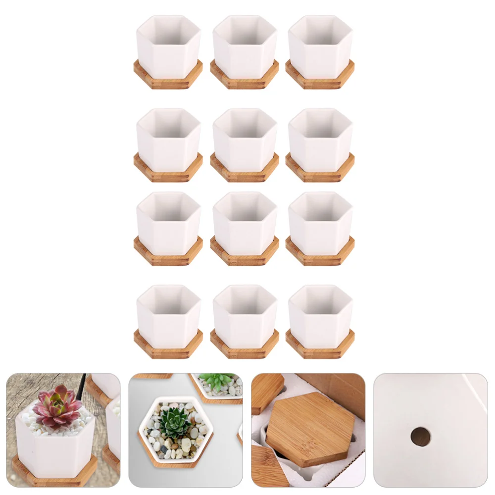 

24 Pcs Wear-resistant Bonsai Pots Brush Pots Pen Containers with Trays (White)
