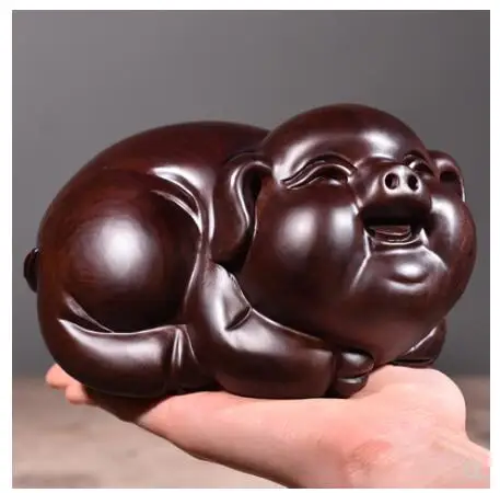 

Wooden carving Home Geomantic Living Room pig Ebony wood pig Crafts porridge Zodiac Animal black sandalwood Handmade sculpture