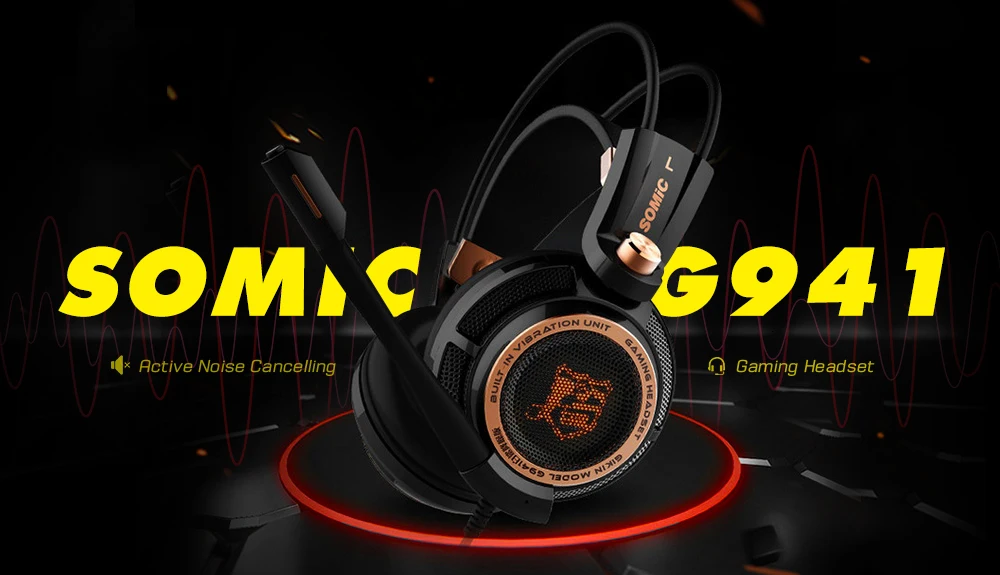 Somic G941 7,1 микрофон для электронных спортивных игр, активное шумоподавление, вибрация, стерео монитор, распознавание звука, позиционирование, гарнитура