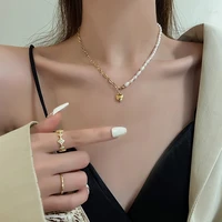 new asymmetrical pearl love heart clavicle necklace for women korean fashion jewelry accessories for women necklace on the neck