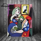 Сюрреалистичная женщина с книгой Пикассо, холст, картины, абстрактный портрет, Настенная картина, печать, цельное настенное искусство, декор для домашней комнаты