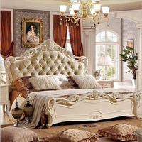 modern european solid wood bed 2 people fashion carved fabric french bedroom furniture p10180