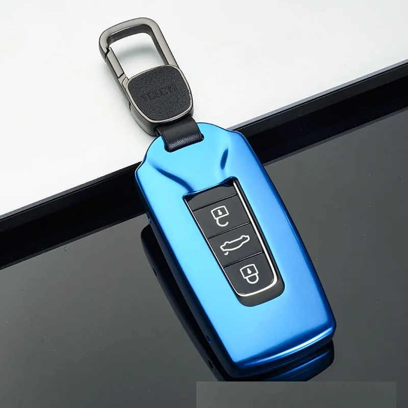

Car Alunimnum Alloy Keychain Cover Shell Holder Case For Volkswagen Touareg 2018 2019 Fob Key Car-Styling