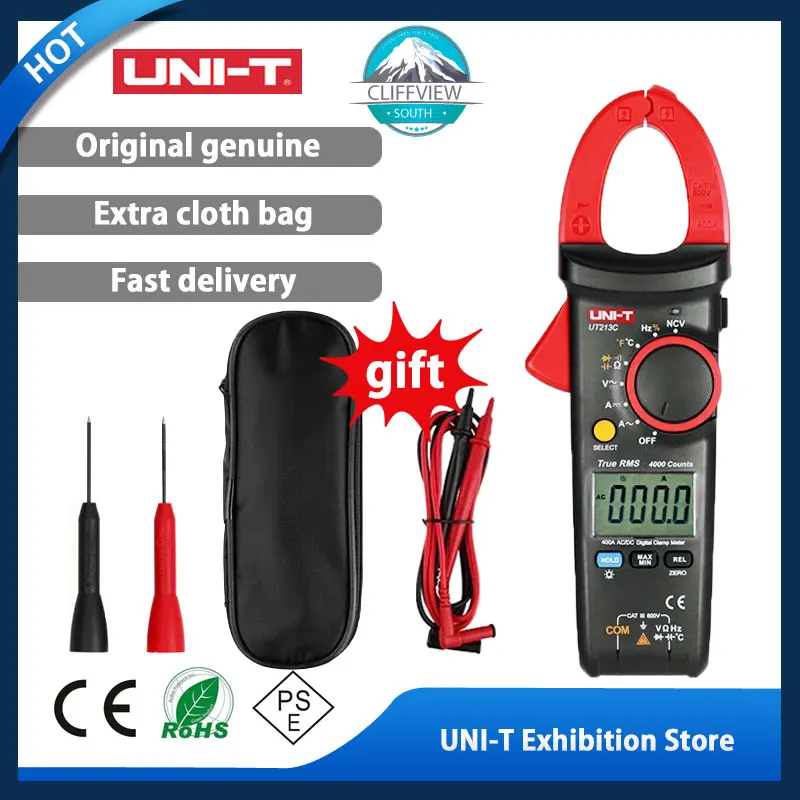

UNI-T UT213C 400A Digital Clamp Meters Voltage Resistance Capacitance Multimeter Temperature Auto Range multimetro Diode trueRMS