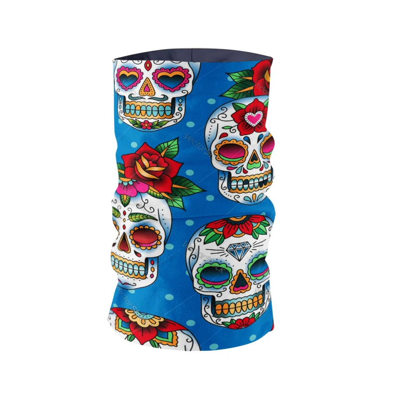 Funny Skull Headscarf Fashion Layered Pattern Bandana Sports Cycling Wrist Strap Face Mask Soft Breathable Kerchief For Women |