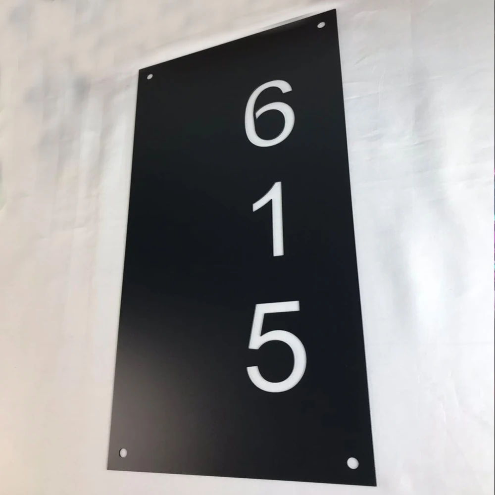 Черный дом цифры вертикальный современный адрес табличка размеры на