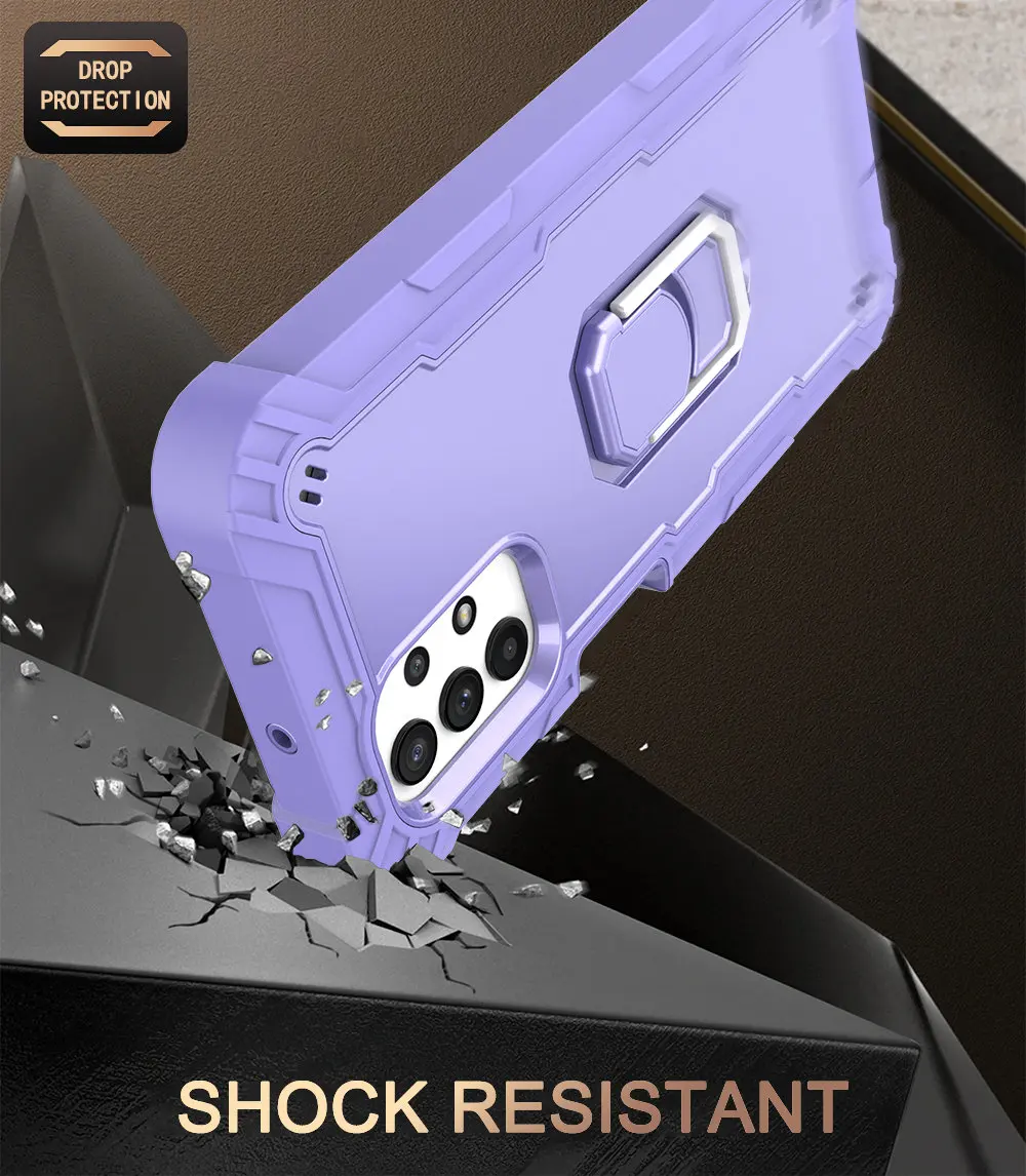for Samsung Galaxy A12 A32 A52 A72 5G Case, Military Grade Protective Phone Case Cover with Ring Kickstand for Galaxy A52 5G