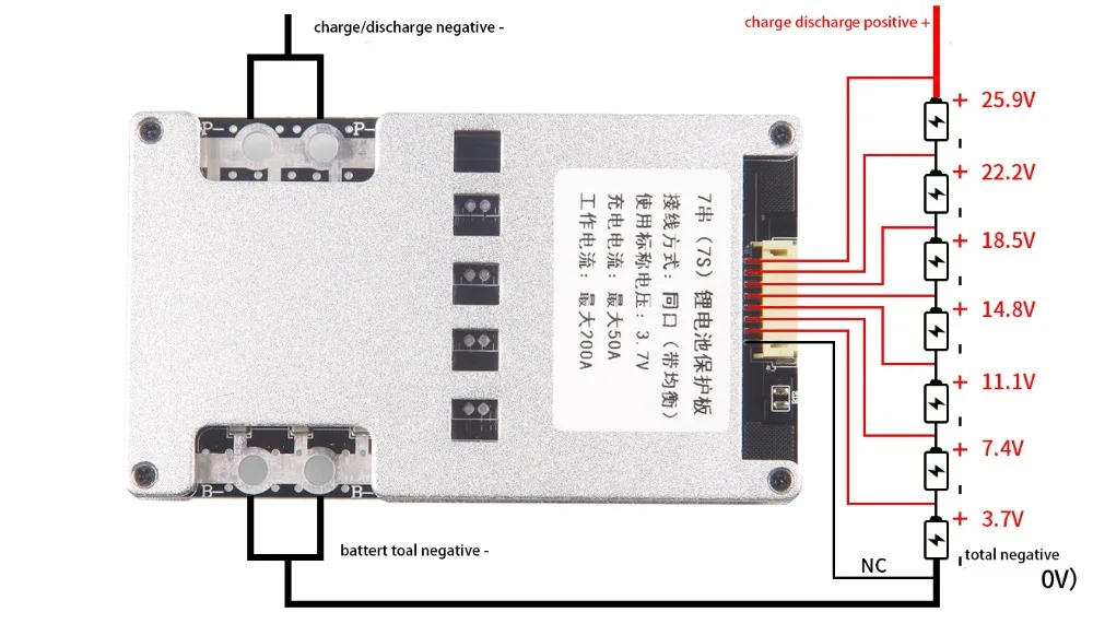 6S 7S 24V 25,2 V Защитная плата для литиевой батареи Функция баланса 20A 30A 60A 120A 300A Lipo Li-Ion BMS электрическая дрель eBike