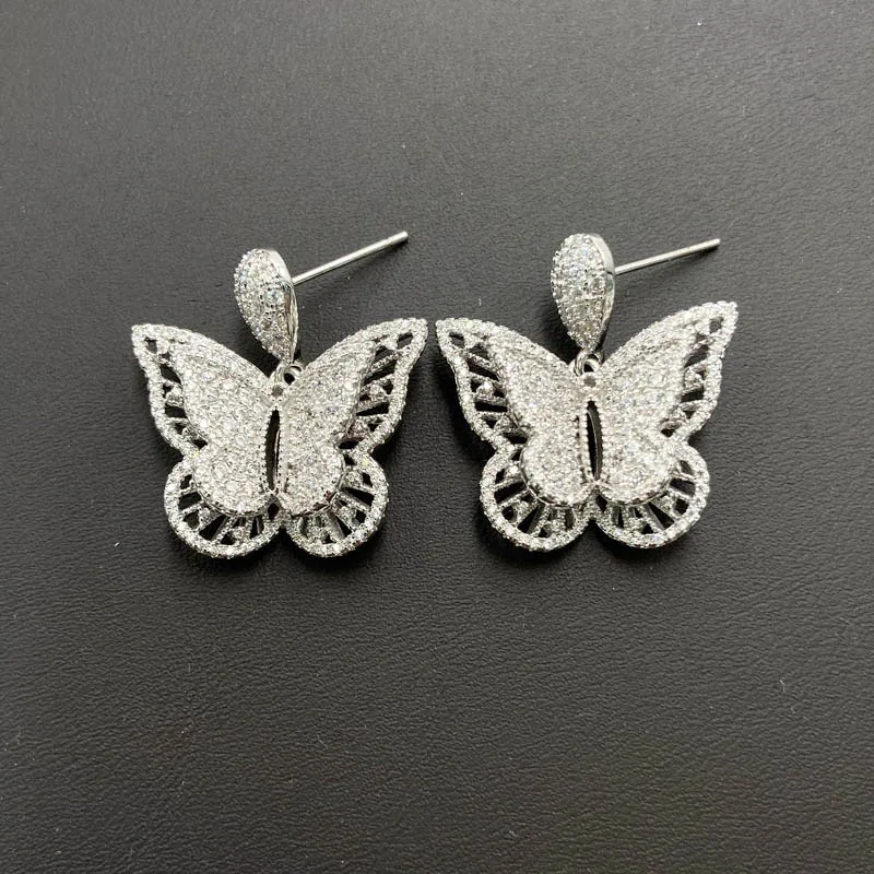 

Lanyika Fashion Jewelry Romantic Hopeful Butterfly Ear Drop Earrings Full Zircon Micro Plated Wedding Banquet Best Gift