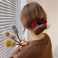 ruoshui woman pompom hair bun maker women diy hairstyle tool hair accessories headwear elastic hairband