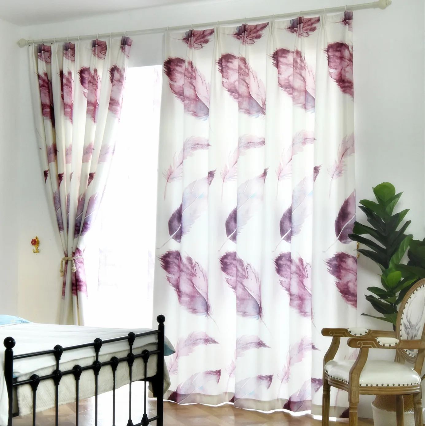 Современный простой занавес с серым пером европейская гостиная спальня пол окно