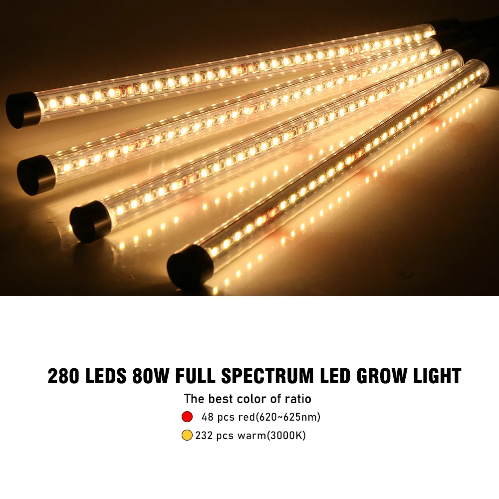 80 Вт светодиодный Grow светильник полный спектр 4 Глава лампы с гибким креплением