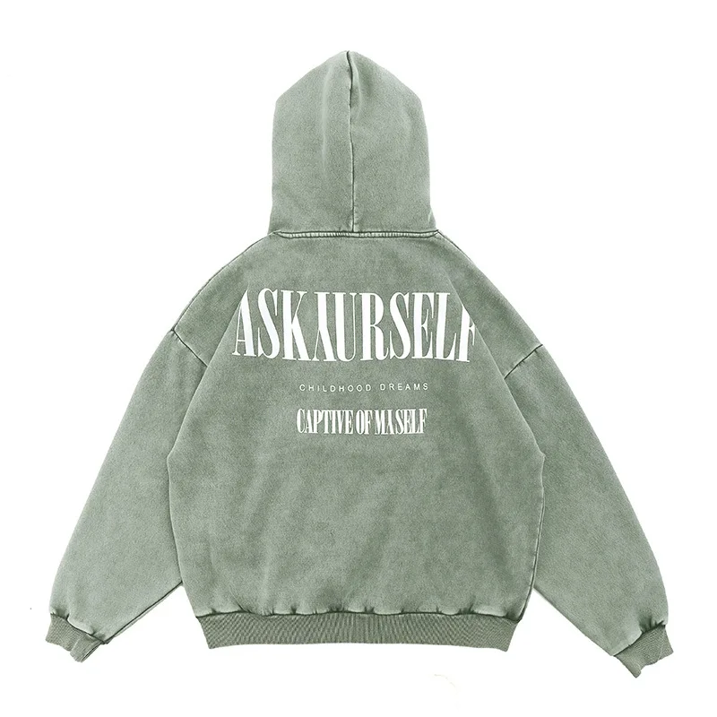 

Vivgae men's wear autumn and winter 2020 new fashion logo foam printing wash old Plush hooded men's wear