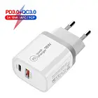 Зарядное устройство PD QC 3,0 с двумя USB-портами, 18 Вт, быстрая зарядка, вилка EU, US, EU, AU Для iPhone X, 8 plus, Note 10, 9, адаптер питания, мобильный телефон