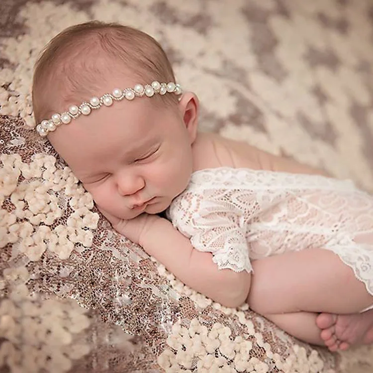 Эластичная Повязка на голову для новорожденных bebe с блестящими жемчужинами