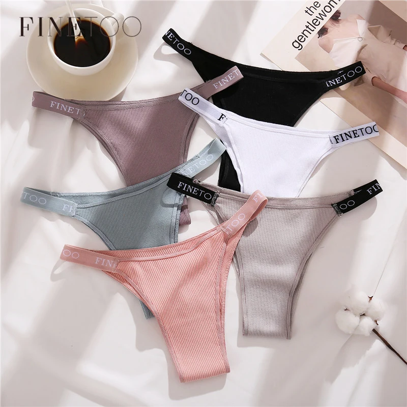 

FINETOO M-XL Women G-String Cotton Thongs Sexy T-Back Panties Female Underwear Fashion Letter Panties Girls Underwear Lingerie