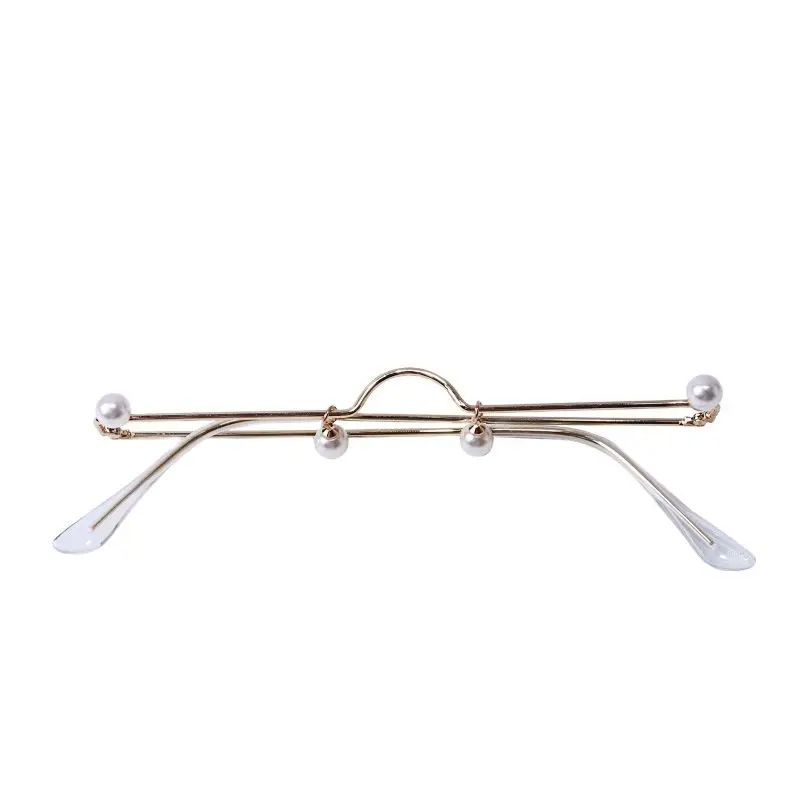 

New Ins Retro Fashion Glasses Bungee Party Glasses Pearl Frame Photo No Decorative Glasses Frame