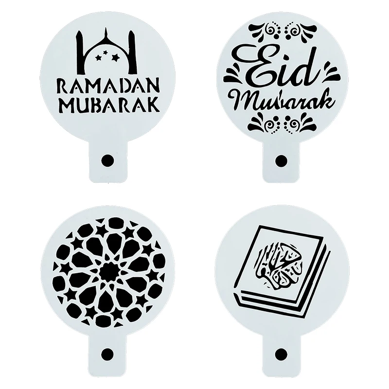 Трафареты 8 шт./компл. Eid Mubarak тема капучино кофе цветок трафареты для распыления