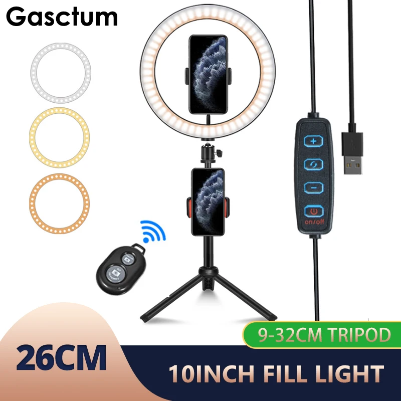 

26/16CM Photography Lighting Phone Ringlight Tripod Stand Photo Led Selfie Bluetooth remote Ring Light Lamp Fill Youtube Live