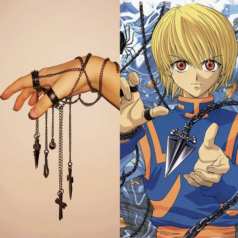 

Мультяшные кольца Hunter X Hunter Kurapika, реквизит для костюма, металлическое кольцо, аксессуары, подвеска из сплава, цепочка, кольца для аниме фанат...