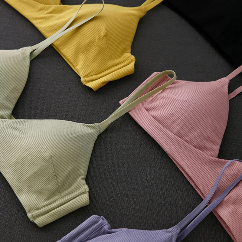 Женский розовый сексуальный бюстгальтер топ мягкий беспроводной с хлопковой