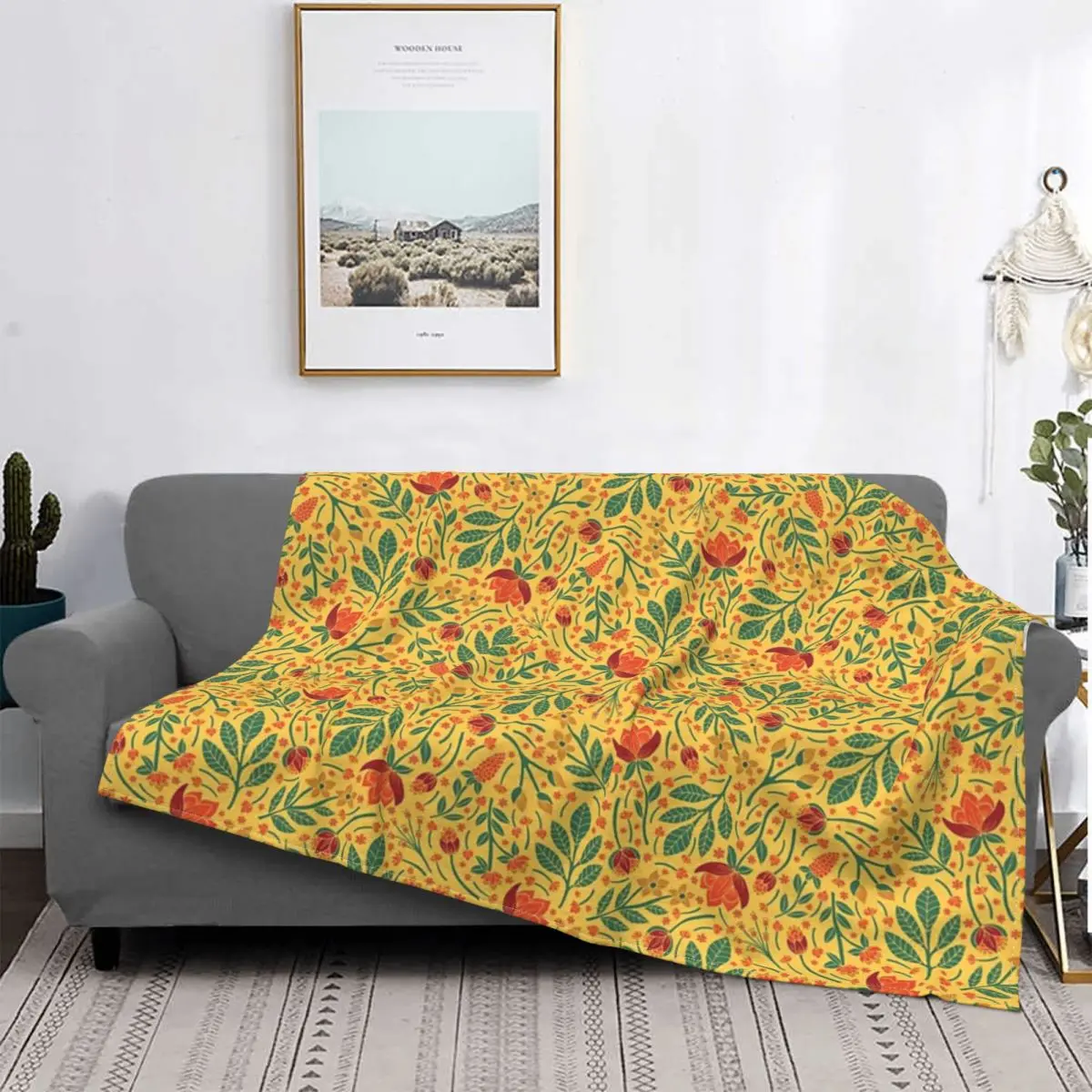 

Manta Floral para cama, manta a cuadros con capucha, alfombra de oración islámica, color amarillo, rojo, naranja y verde azulado