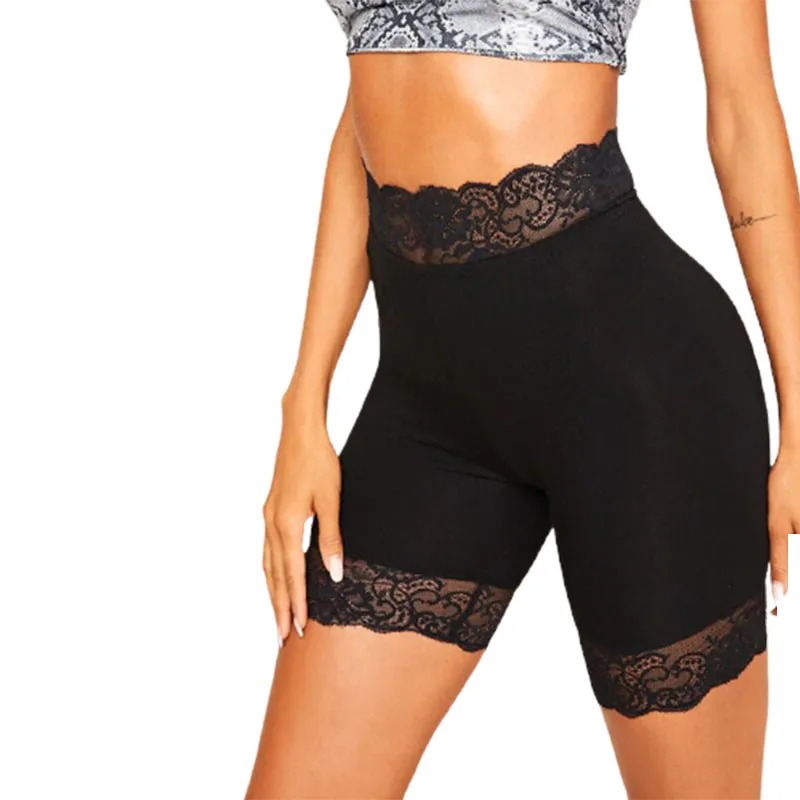 Женские кружевные шорты дышащие большого размера с высокой талией