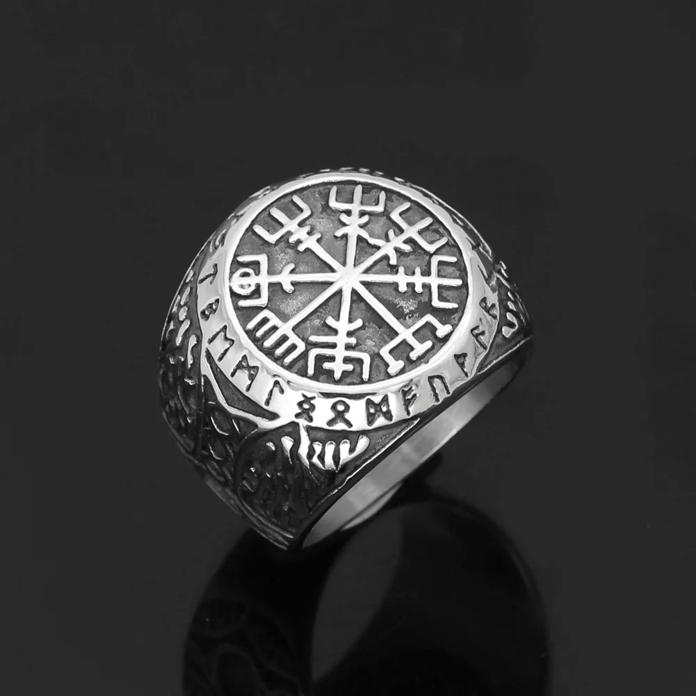 Скандинавский Викинг mjolnir valknut vegvisir Рунический амулет кольцо из нержавеющей