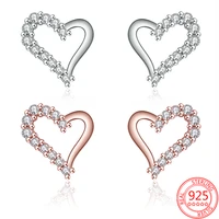 new 925 sterling silver heart shaped silver rose gold zircon earrings fashion women jewelry suitable for valentines day gift